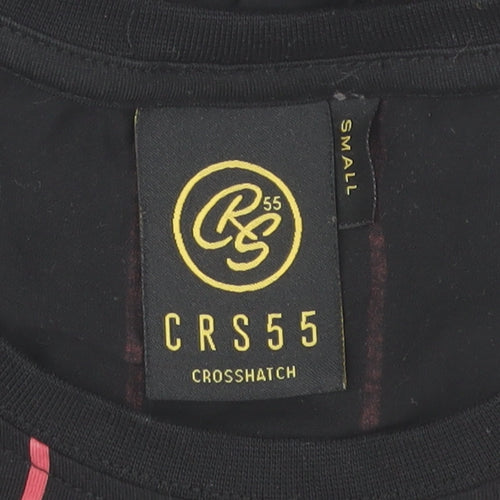 Crosshatch Men’s Black Striped CRS55 Crew Neck Short Sleeve T-Shirt Size S