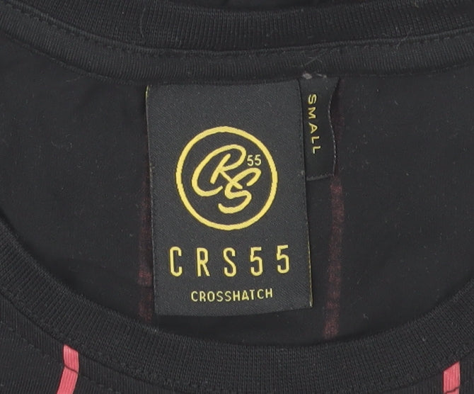 Crosshatch Men’s Black Striped CRS55 Crew Neck Short Sleeve T-Shirt Size S
