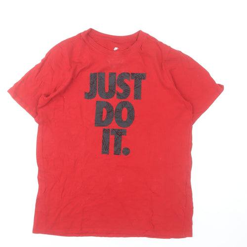 Nike Boys Red 'Just Do It' Graphic T-Shirt XL 13-15 Years Athletic Fit
