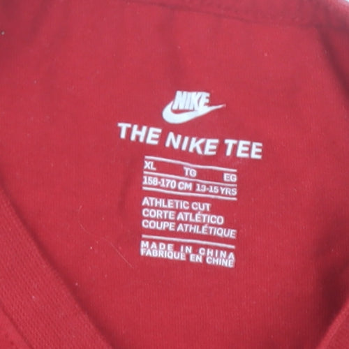 Nike Boys Red 'Just Do It' Graphic T-Shirt XL 13-15 Years Athletic Fit