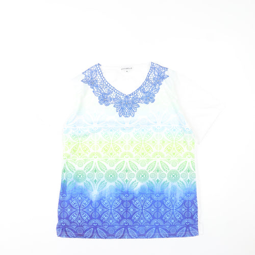 Annabelle Women’s Multicoloured Crochet V-Neck Short Sleeve T-Shirt M