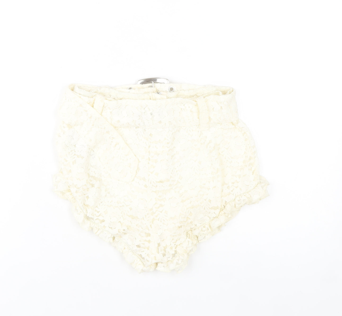 PrettyLittleThing Women’s Ivory Lace Belted Hot Pants UK 6