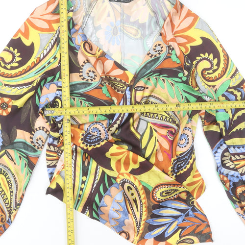 Zara Women's Multicoloured Paisley Wrap Blouse Size M Long Sleeve Polyester