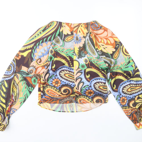 Zara Women's Multicoloured Paisley Wrap Blouse Size M Long Sleeve Polyester