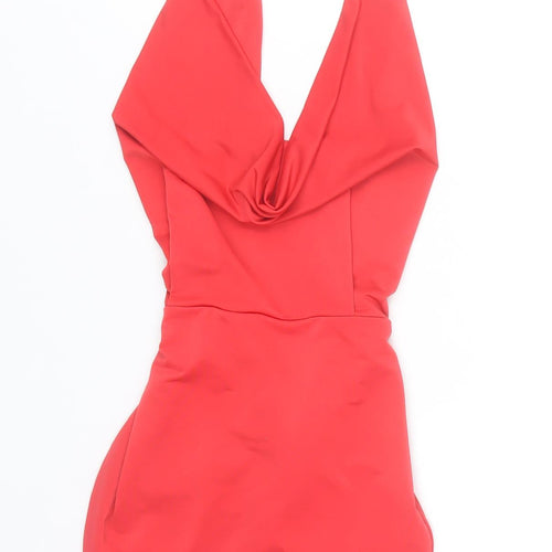 Saint Genies Women Red Halter Bodycon Short Dress Size 8