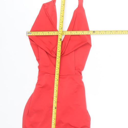 Saint Genies Women Red Halter Bodycon Short Dress Size 8