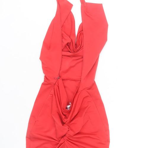 Saint Genies Women Red Halter Bodycon Short Dress Size 8