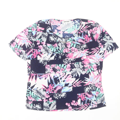 Gerard Women's Multicoloured Floral Short Sleeve Jersey T-Shirt Size 16
