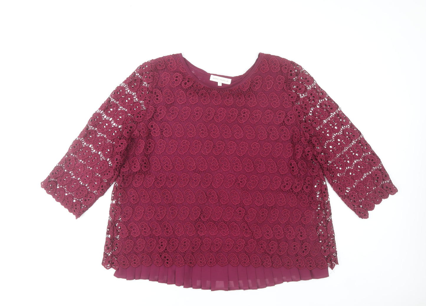 Marc Angelo Women Purple Lace 3/4 Sleeve Blouse Size 16