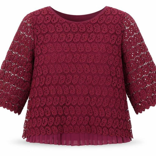 Marc Angelo Women Purple Lace 3/4 Sleeve Blouse Size 16
