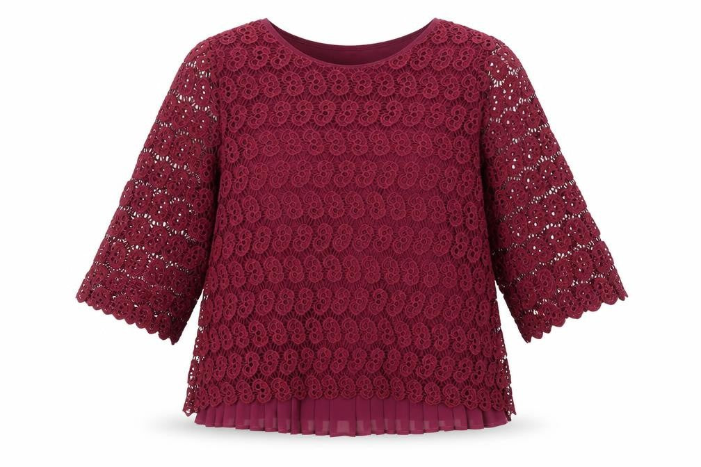 Marc Angelo Women Purple Lace 3/4 Sleeve Blouse Size 16