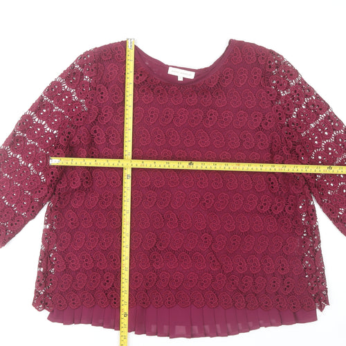 Marc Angelo Women Purple Lace 3/4 Sleeve Blouse Size 16