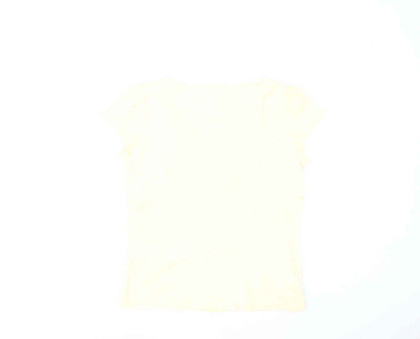 Marks and Spencer Per Una Women's Yellow Beaded Scoop Neck Short Sleeve Cotton T-Shirt Size 12