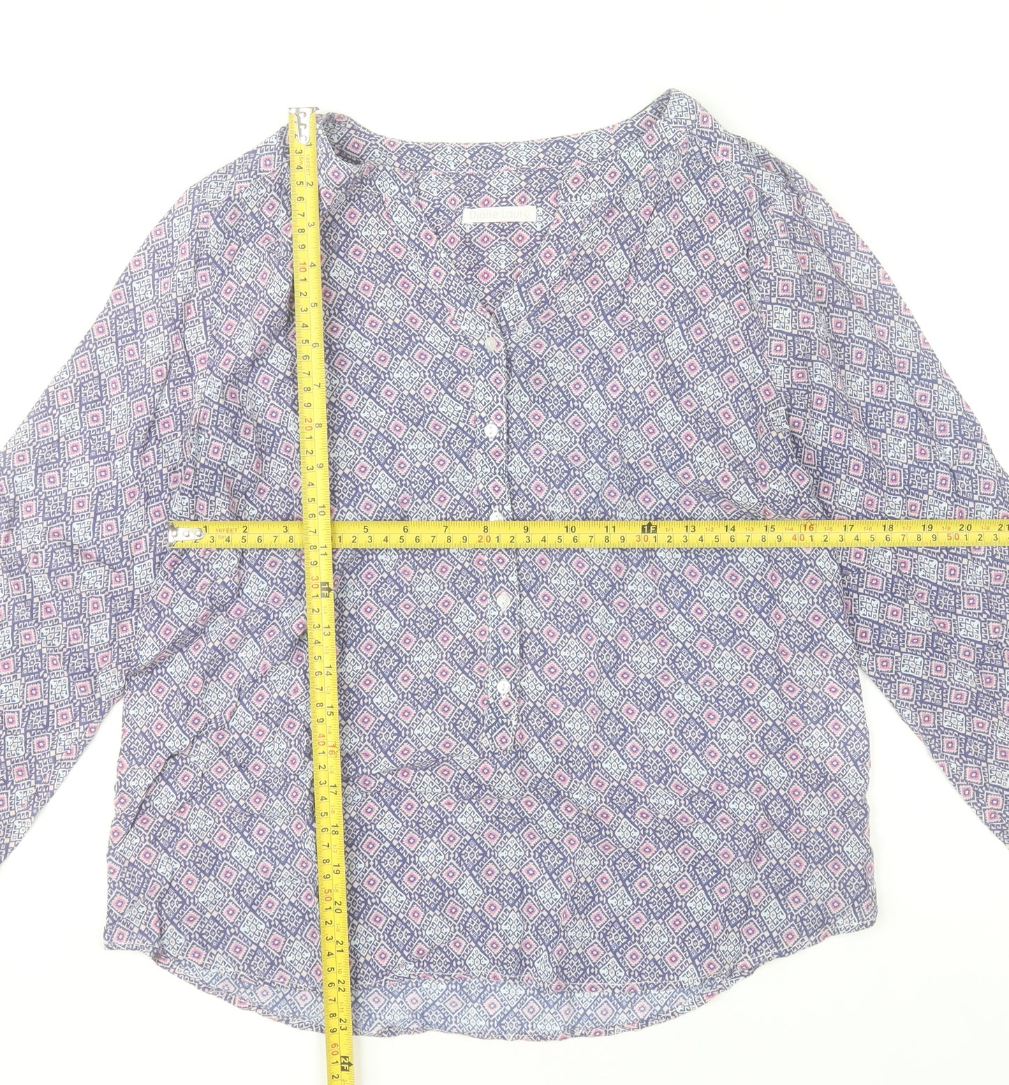 Diane Laury Womens Multicoloured Geometric Viscose Tunic Blouse Size 10