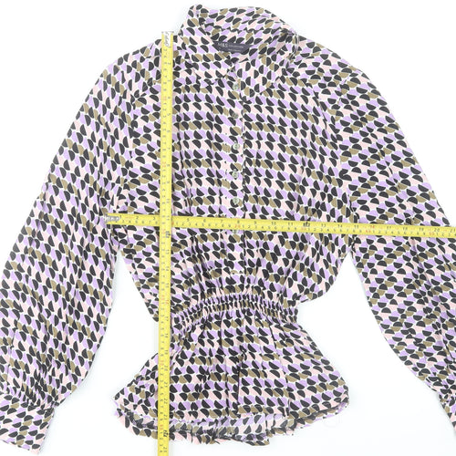 Marks and Spencer Women's Multicoloured Geometric Long Sleeve Blouse Size 12