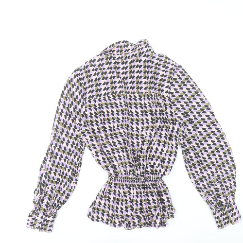 Marks and Spencer Women's Multicoloured Geometric Long Sleeve Blouse Size 12