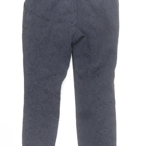 Wallis Women's Blue Jacquard Floral Slim Trousers Size 8