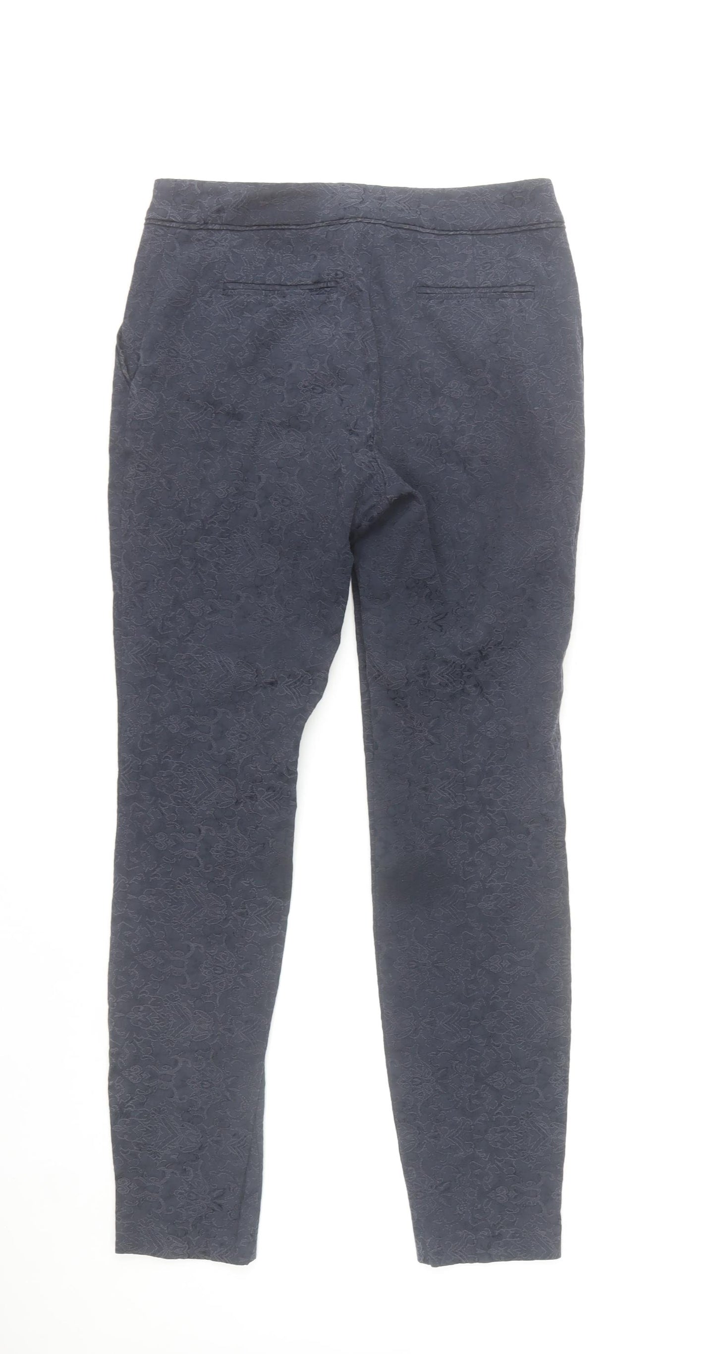 Wallis Women's Blue Jacquard Floral Slim Trousers Size 8