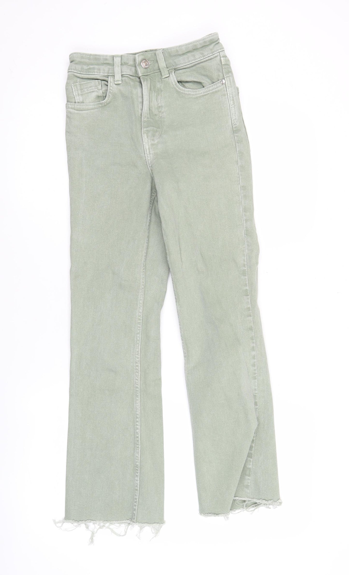 Zara Women's Green Straight Leg Stretch Jeans Size 4