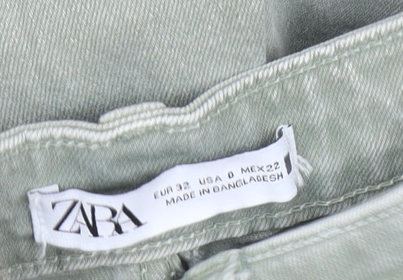 Zara Women's Green Straight Leg Stretch Jeans Size 4