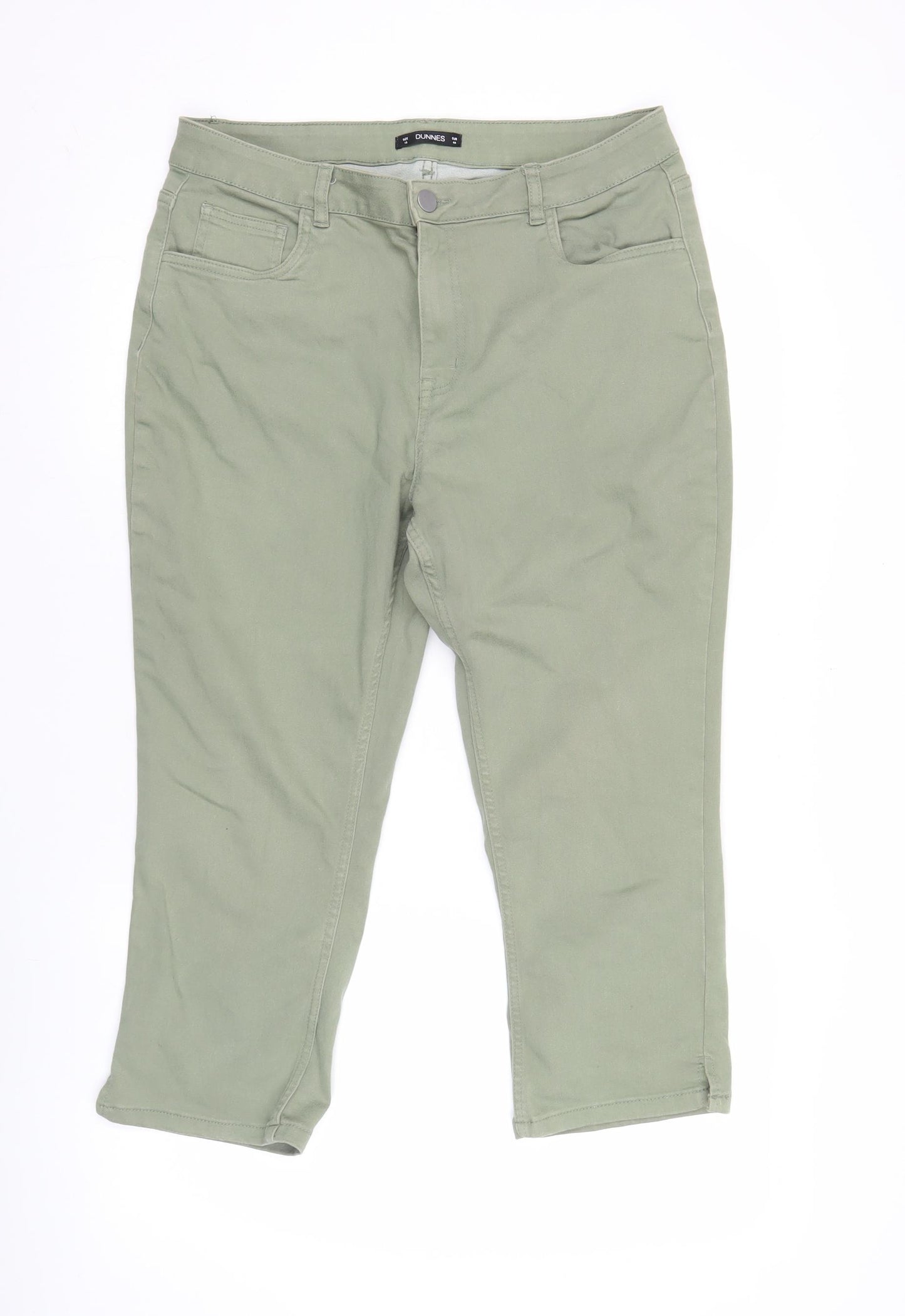 Dunnes Women’s Green Chino Trousers Size 16 Stretch Cotton Blend