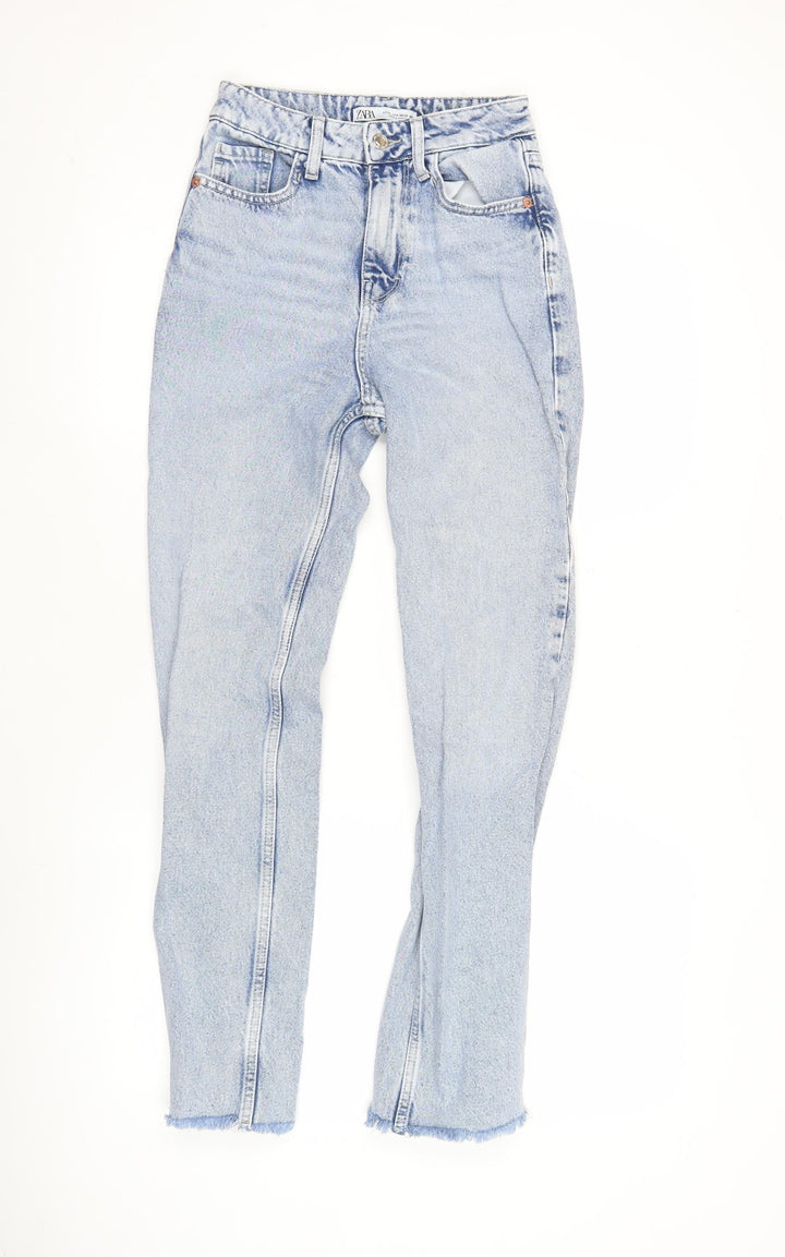 Zara Womens Blue High Rise Straight Leg Jeans Size 4