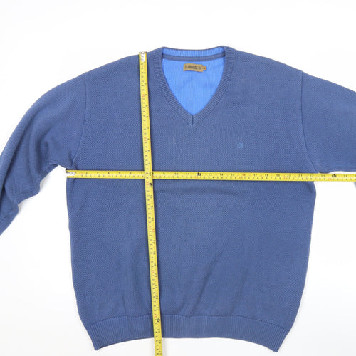 Clubhouse Men's Blue V-Neck Cotton Acrylic Jumper Size L