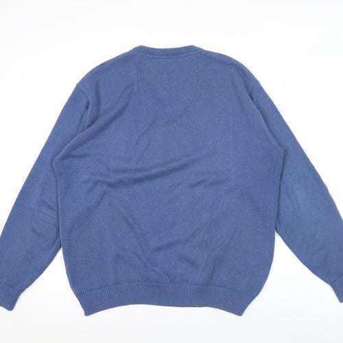 Clubhouse Men's Blue V-Neck Cotton Acrylic Jumper Size L