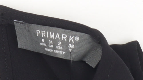 Primark Women Black Cropped Beaded Fringe Sleeveless Blouse Size 6