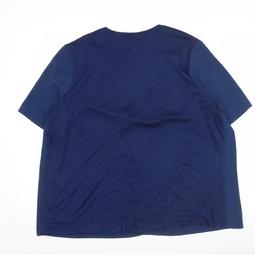 Dunnes Women's Blue V-Neck Short Sleeve Blouse Size L
