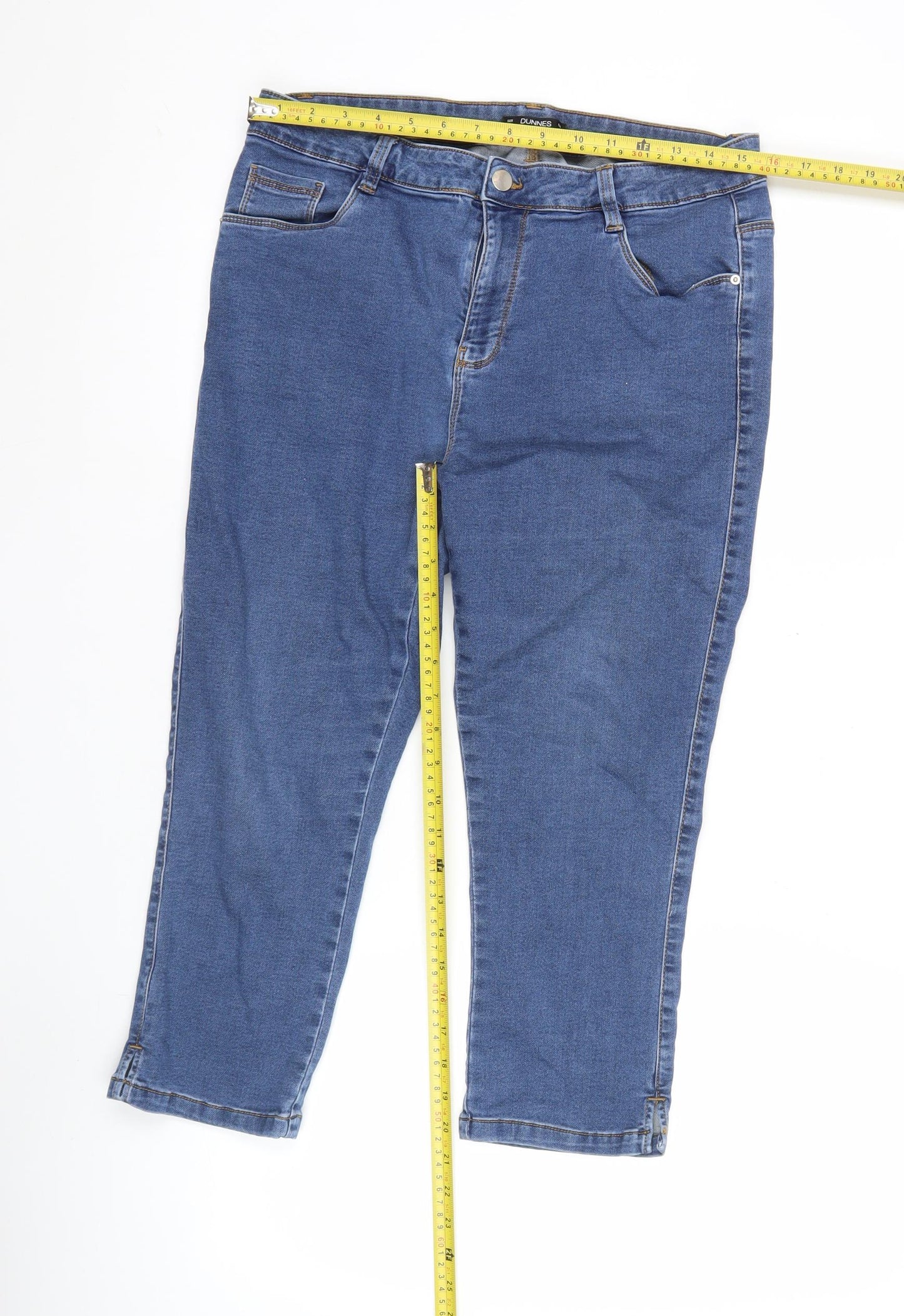 Dunnes Womens Blue Mid Rise Skinny Stretch Denim Jeans Size 16