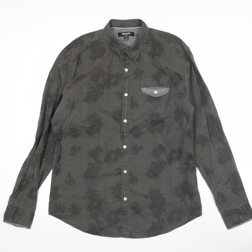 SMOG Men's Black Slim Fit Long Sleeve Cotton Button-Up Shirt Size L