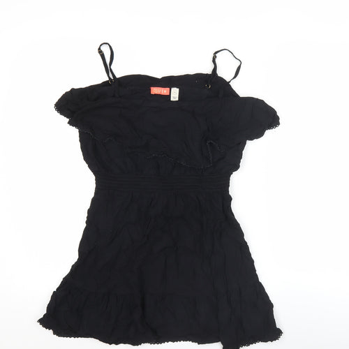 Resort Women's Black Off Shoulder Ruffle Short Dress Size S