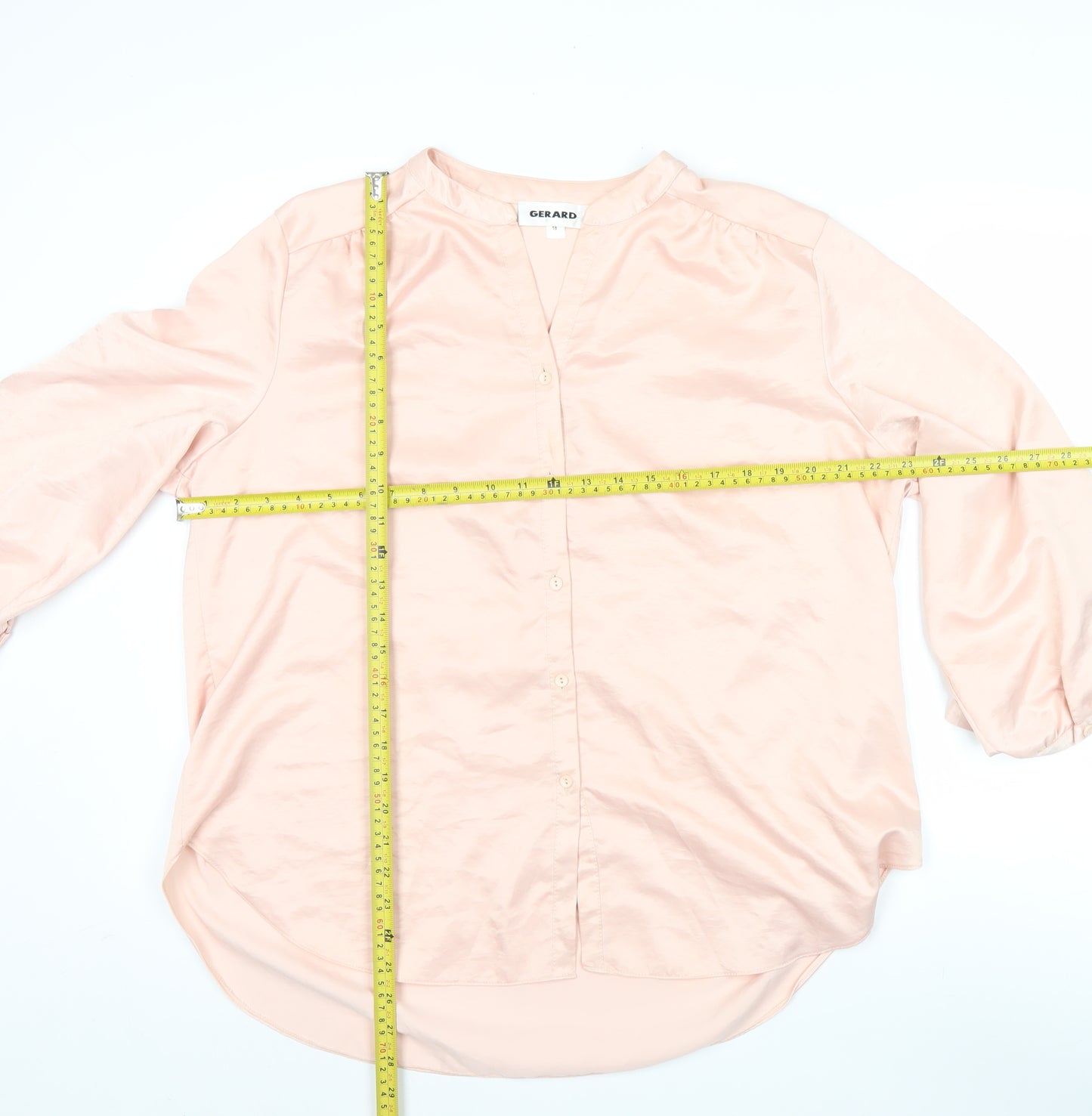 Gerard Women’s Pink V-Neck 3/4 Sleeve Polyester Blouse Size 18