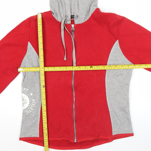GreenHouse Women Red Grey Full Zip Hoodie Size L 100% Cotton