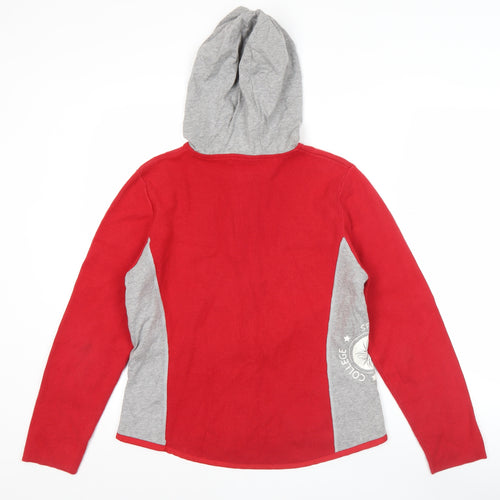 GreenHouse Women Red Grey Full Zip Hoodie Size L 100% Cotton
