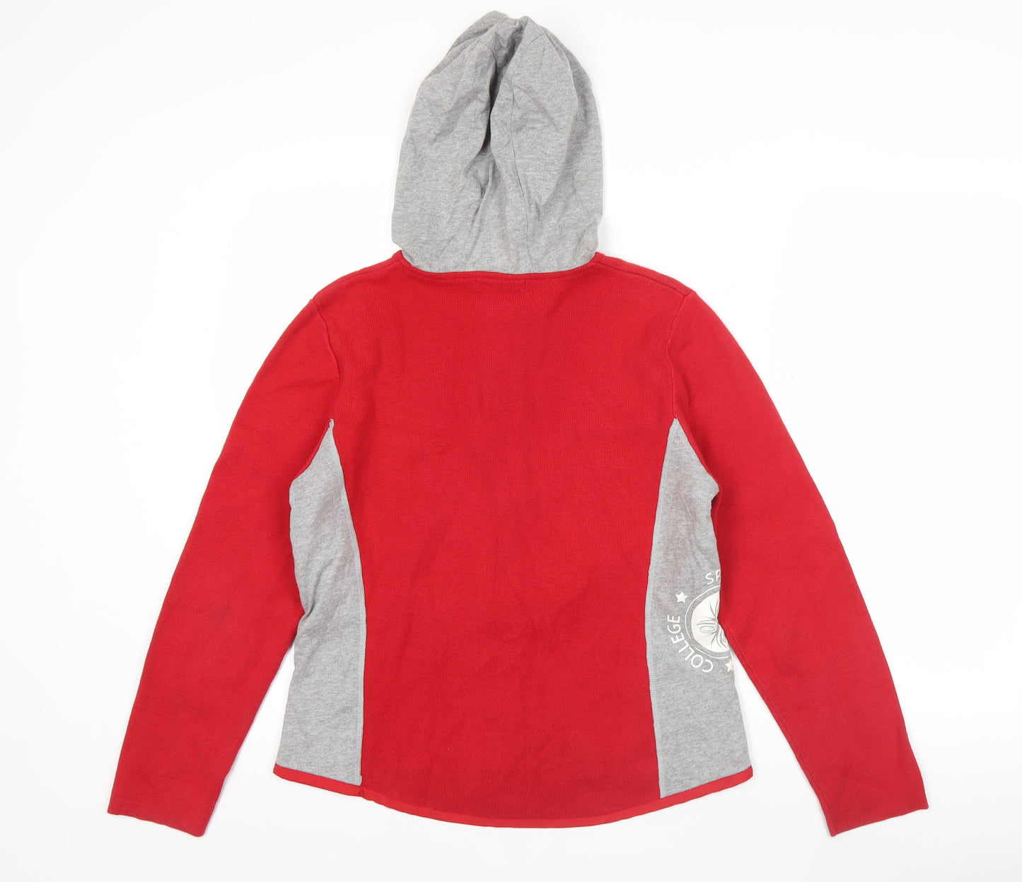GreenHouse Women Red Grey Full Zip Hoodie Size L 100% Cotton