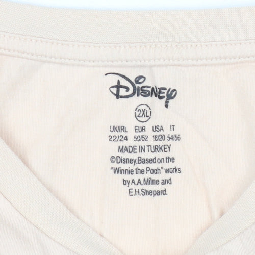 Disney Women's Beige Winnie the Pooh 2XL Cotton T-Shirt