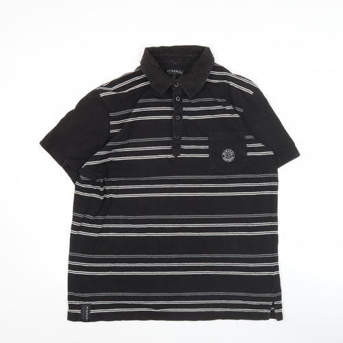 Mineral Clothing Men's Black Striped Cotton Polo Shirt XL