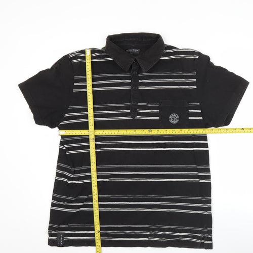 Mineral Clothing Men's Black Striped Cotton Polo Shirt XL