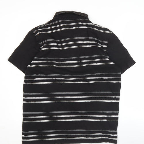 Mineral Clothing Men's Black Striped Cotton Polo Shirt XL