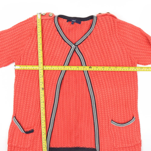 Next Women Orange Cable Knit V-Neck Cardigan Size 10