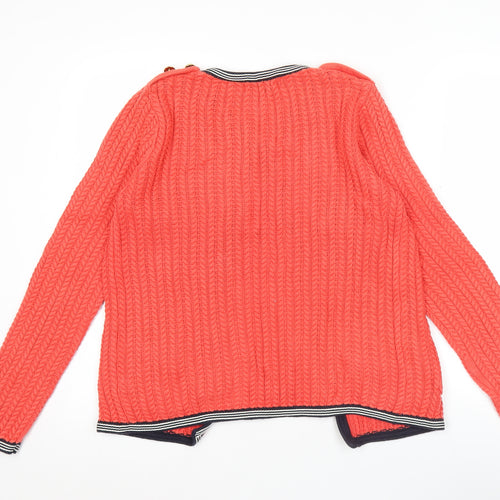 Next Women Orange Cable Knit V-Neck Cardigan Size 10