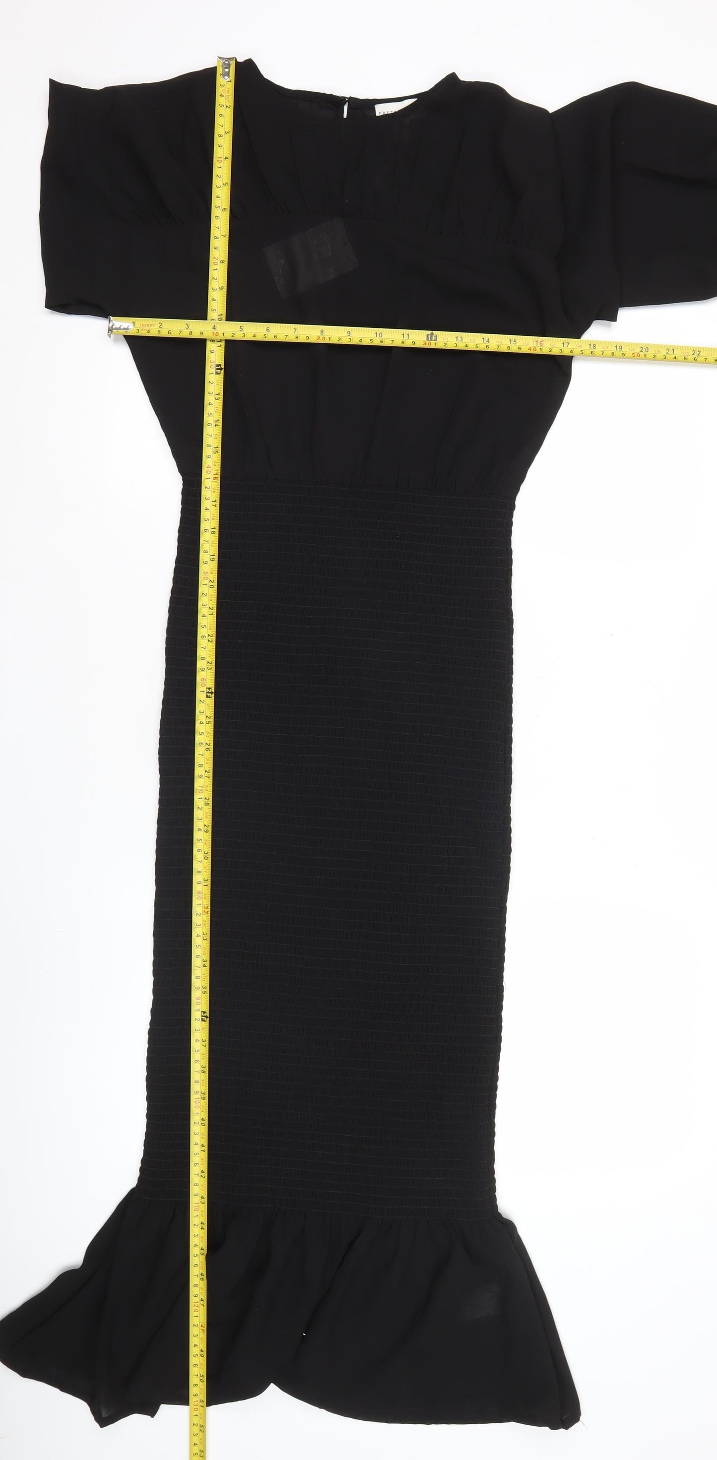 Pretty Lavish Women Black Size 8 Puff Sleeve Midi Bodycon Dress