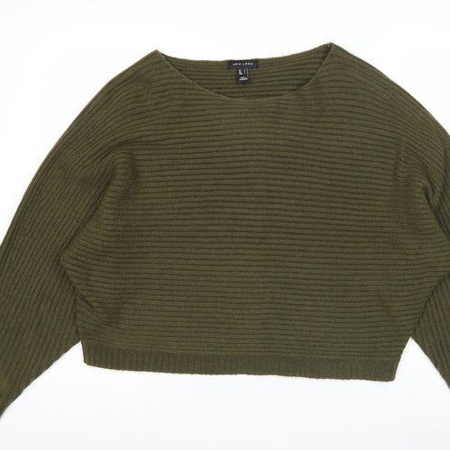 New Look Women’s Green Ribbed Knit Pullover Jumper Size L