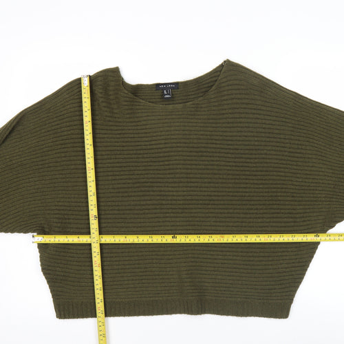 New Look Women’s Green Ribbed Knit Pullover Jumper Size L
