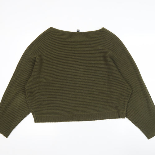 New Look Women’s Green Ribbed Knit Pullover Jumper Size L