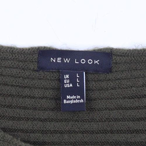 New Look Women’s Green Ribbed Knit Pullover Jumper Size L