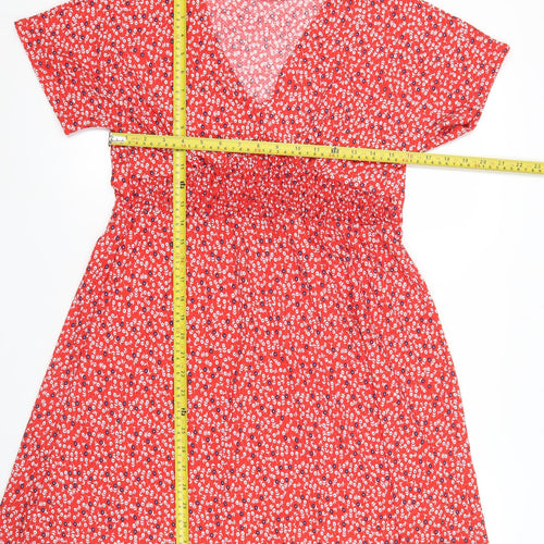 Dunnes Women’s Red Floral A-Line Short Sleeve Dress Size S