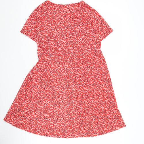 Dunnes Women’s Red Floral A-Line Short Sleeve Dress Size S